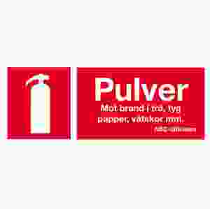 Brandsläckare Pulver, Skylt 25 x 10 cm