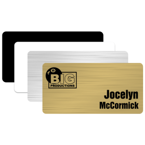 Namnbricka i plast, rektangulär, graverad